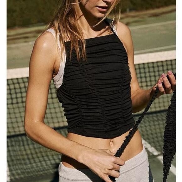 NEW Free People FP Movement Shirr Enough Cami Tank Top Black - Picture 4 of 14
